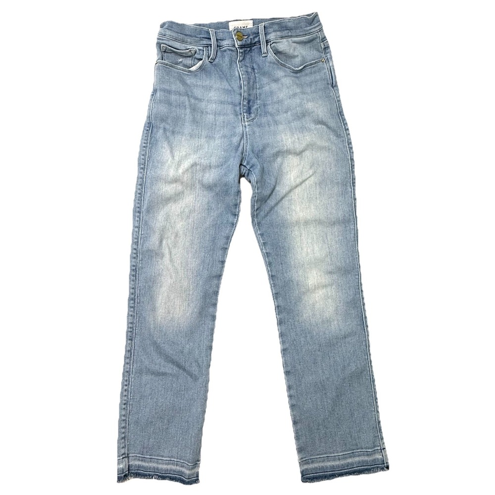 Frame Le Sylvie‎ Jeans Cropped Blue Size 30 Light Wash Denim Raw Hem Womens